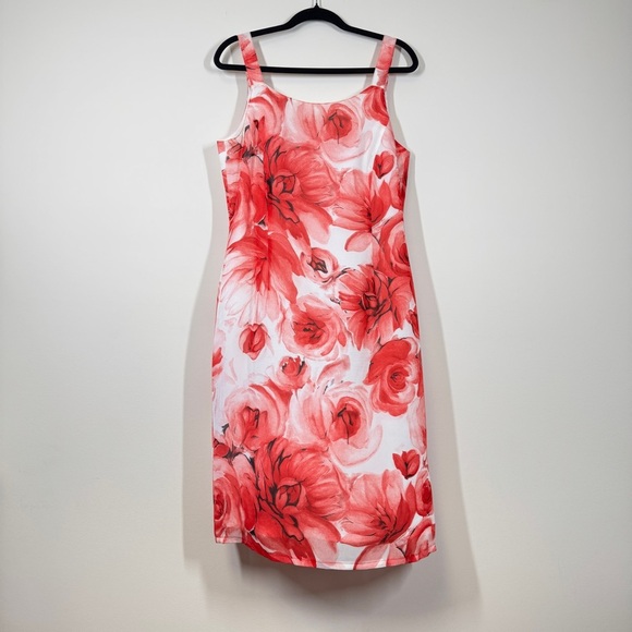 Nienhaus & Lotz Vintage Floral Print Romantic Feminine Red Midi Dress Size Small - Picture 2 of 16